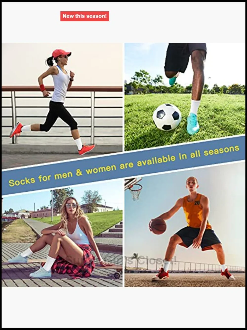 Athletic Crew Socks Cushion Running Socks Performance Breathable Sports Socks